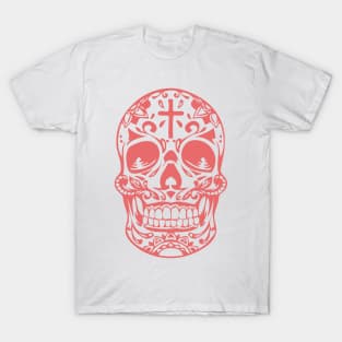 Smoky pink designer skeleton head T-Shirt